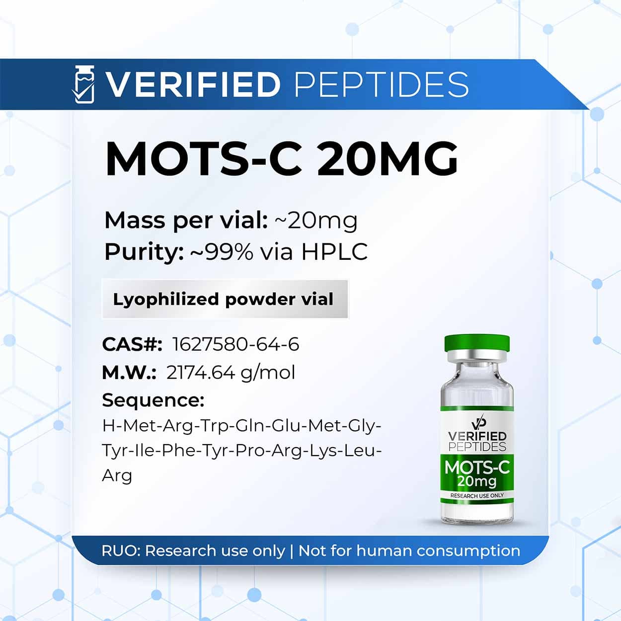 Verified peptides | MOTS-C Peptide (20mg) | High-Purity Research Peptide