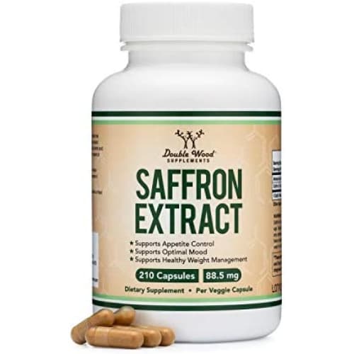 Double Wood Saffron Extract 88.5mg Appetite Suppressant for Weight Loss (Supports Eye, Retina, and Lens Health)210 Capsulesمكمل مستخلص الزعفران 88.5 مجم مثبط للشهية لفقدان الوزن (يدعم صحة العين والشبكية والعدسة 210كبسولة