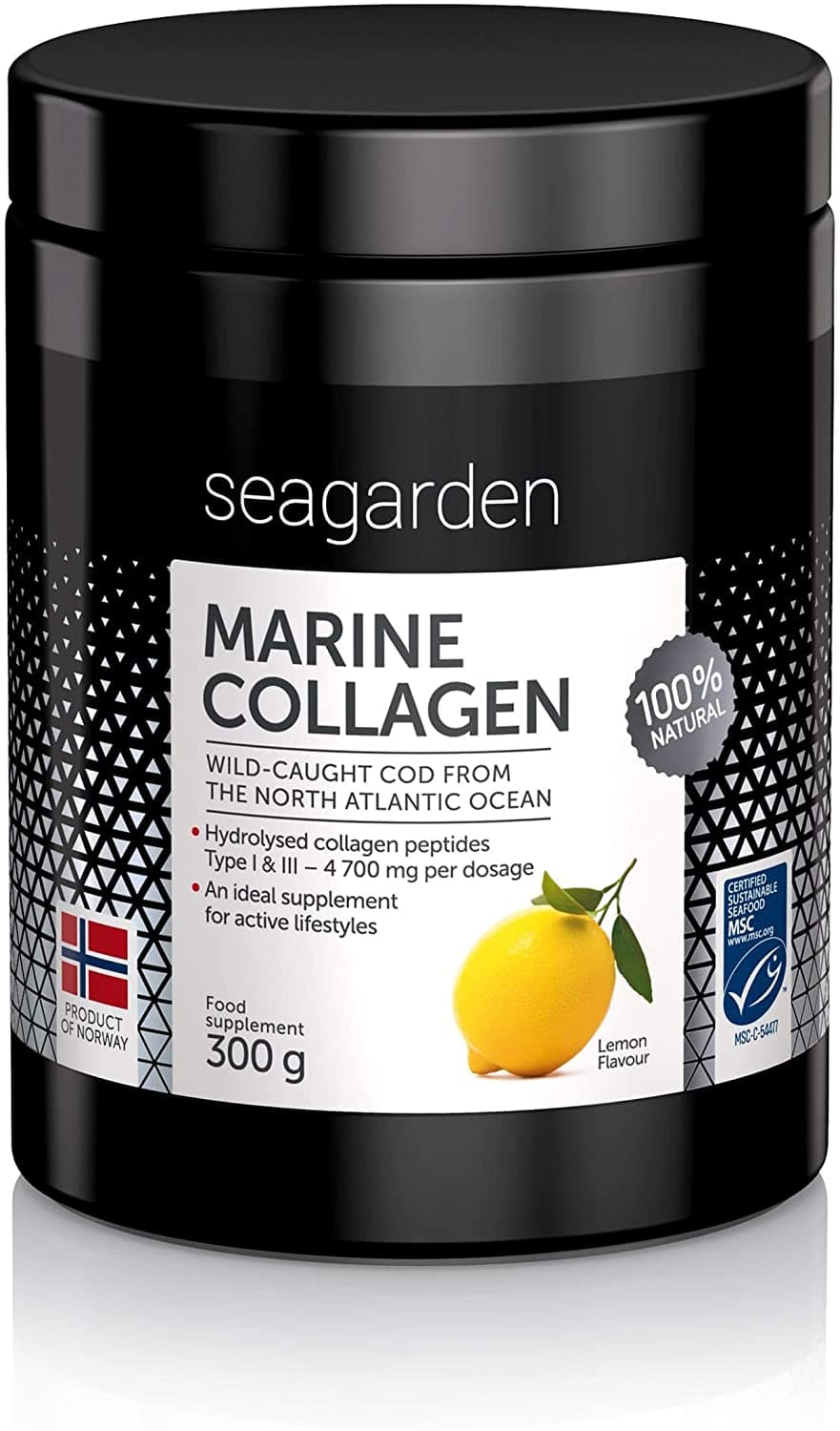 Norwegian Marine Collagen Powder for Skin Hair, 300 g by Seagarden