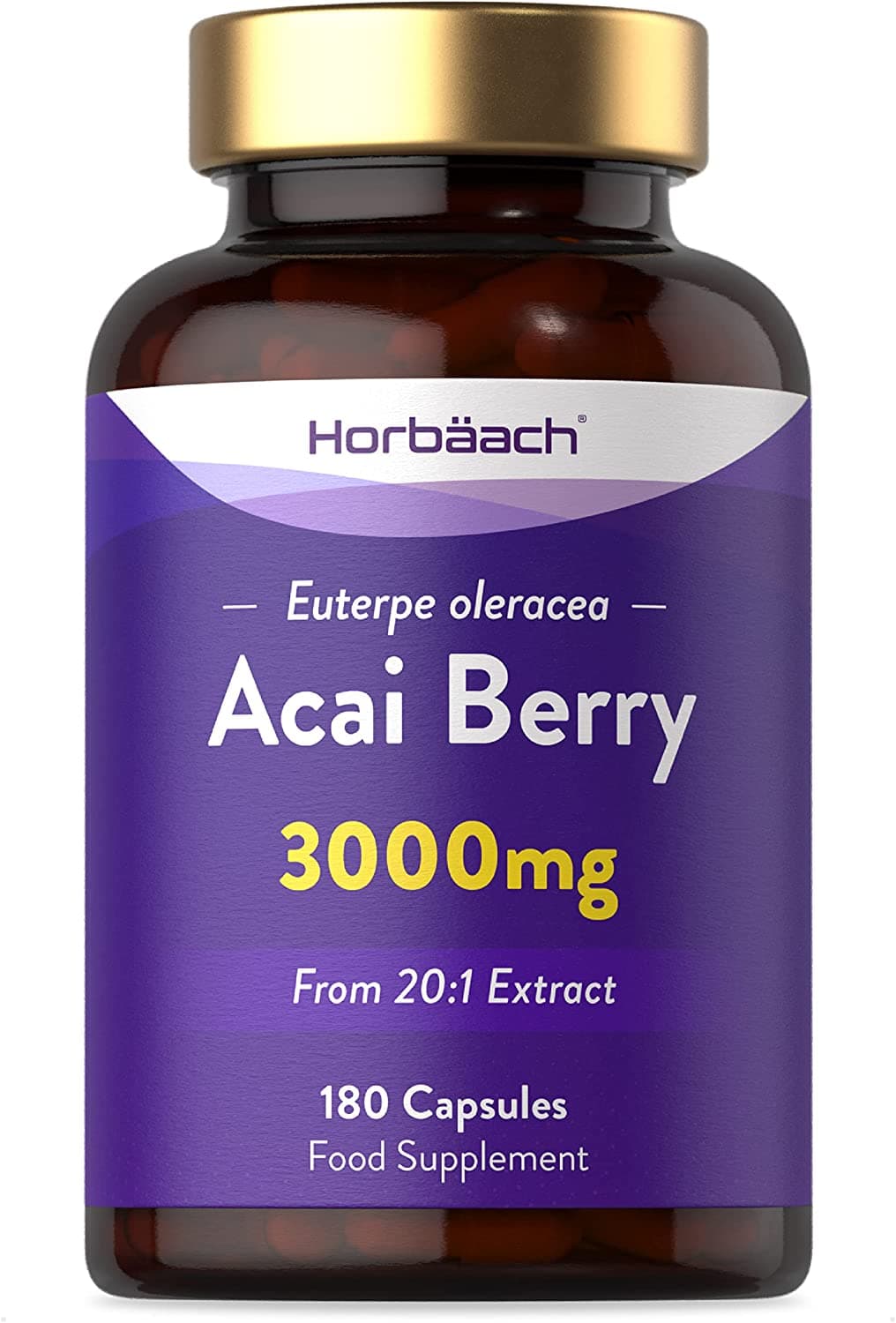 Pure Acai Berry 3000mg | 180 Powder Capsules (6 Months Supply) | Natural Freeze Dried Acai Berries | by Horbaach   توت الاكاي 3000 مجم لتعزيز صحة الجهاز المناعي ويحسن صحة الجهاز الهضمي ويقوي القدره الدماغيه