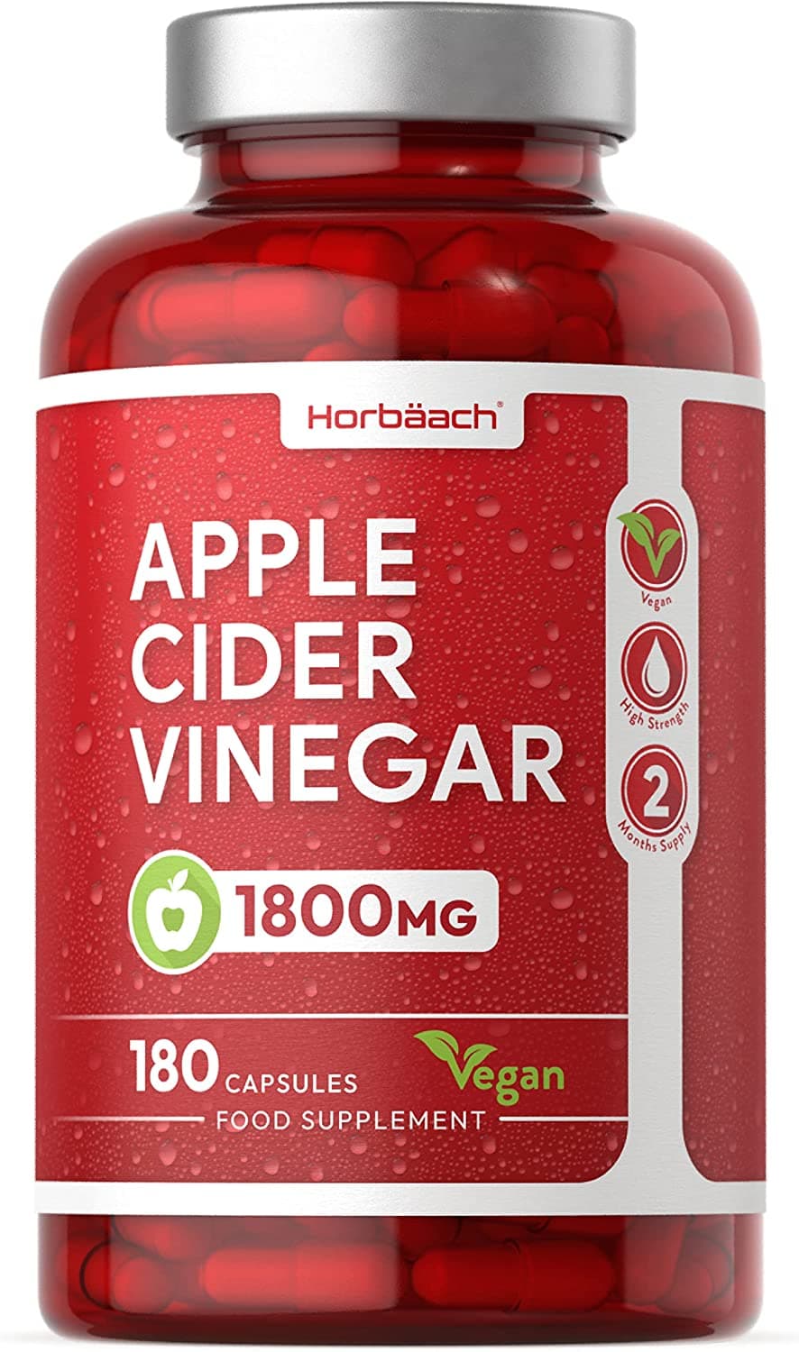 Apple Cider Vinegar Capsules High Strength, 1800 mg, 180 Count by Horbaach