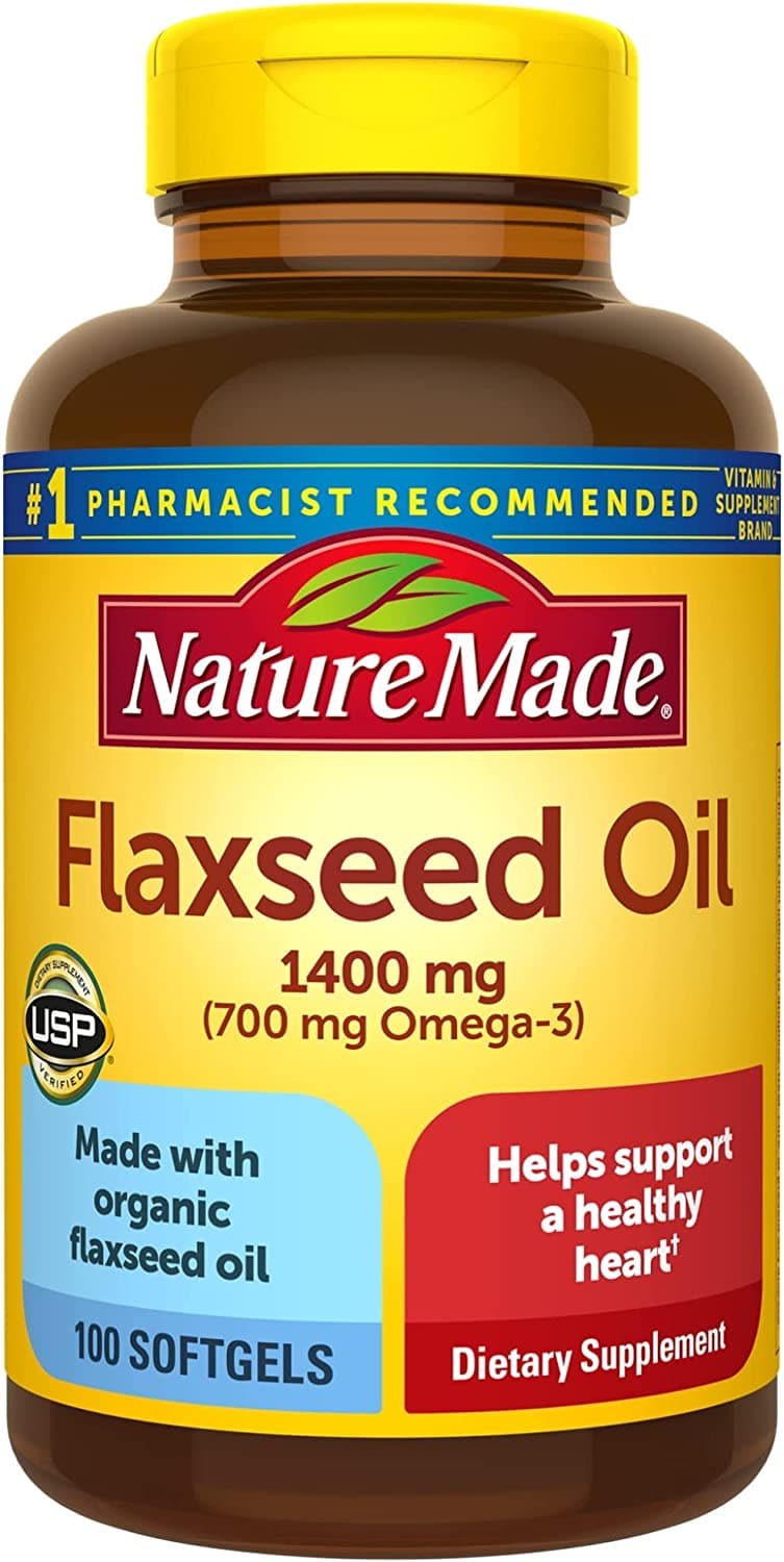 Extra Strength Flaxseed Oil Dietary Supplement, 1400 mg, 100 Softgels by Nature Made