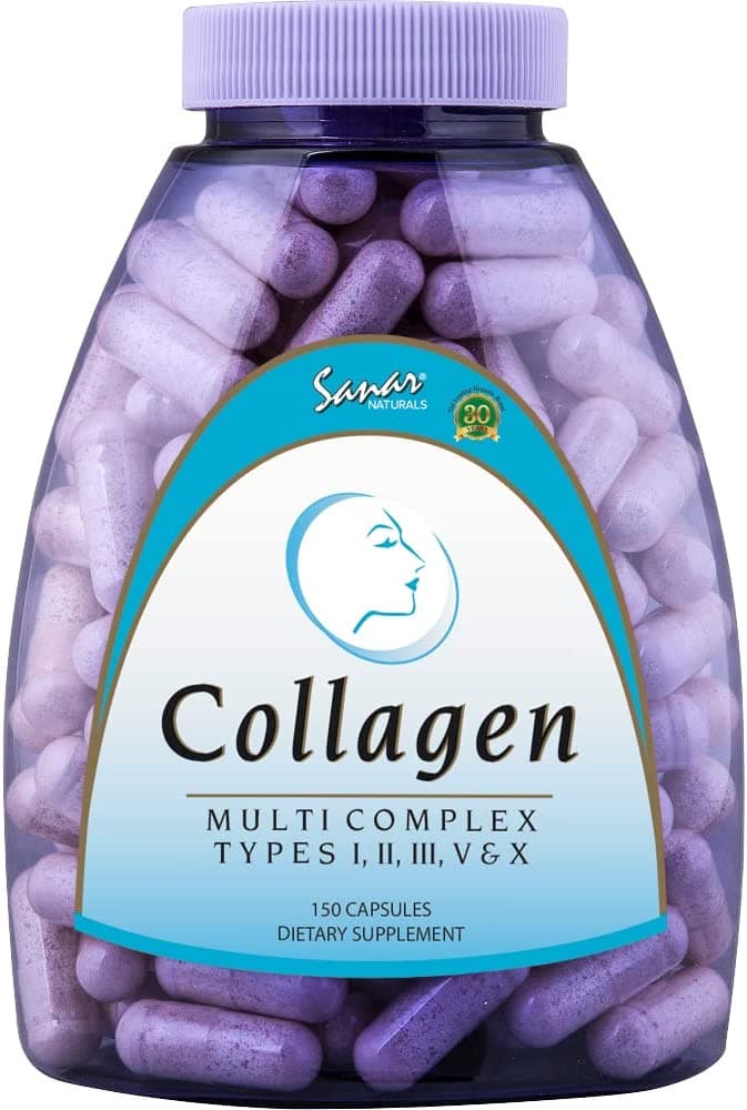 Sanar Naturals Collagen Pills Multi Collagen Complex - Type I, II, III, V, X - Extra Strength Hair Skin Nails Joints - Hydrolyzed Collagen Peptides Supplement, 150 Capsules