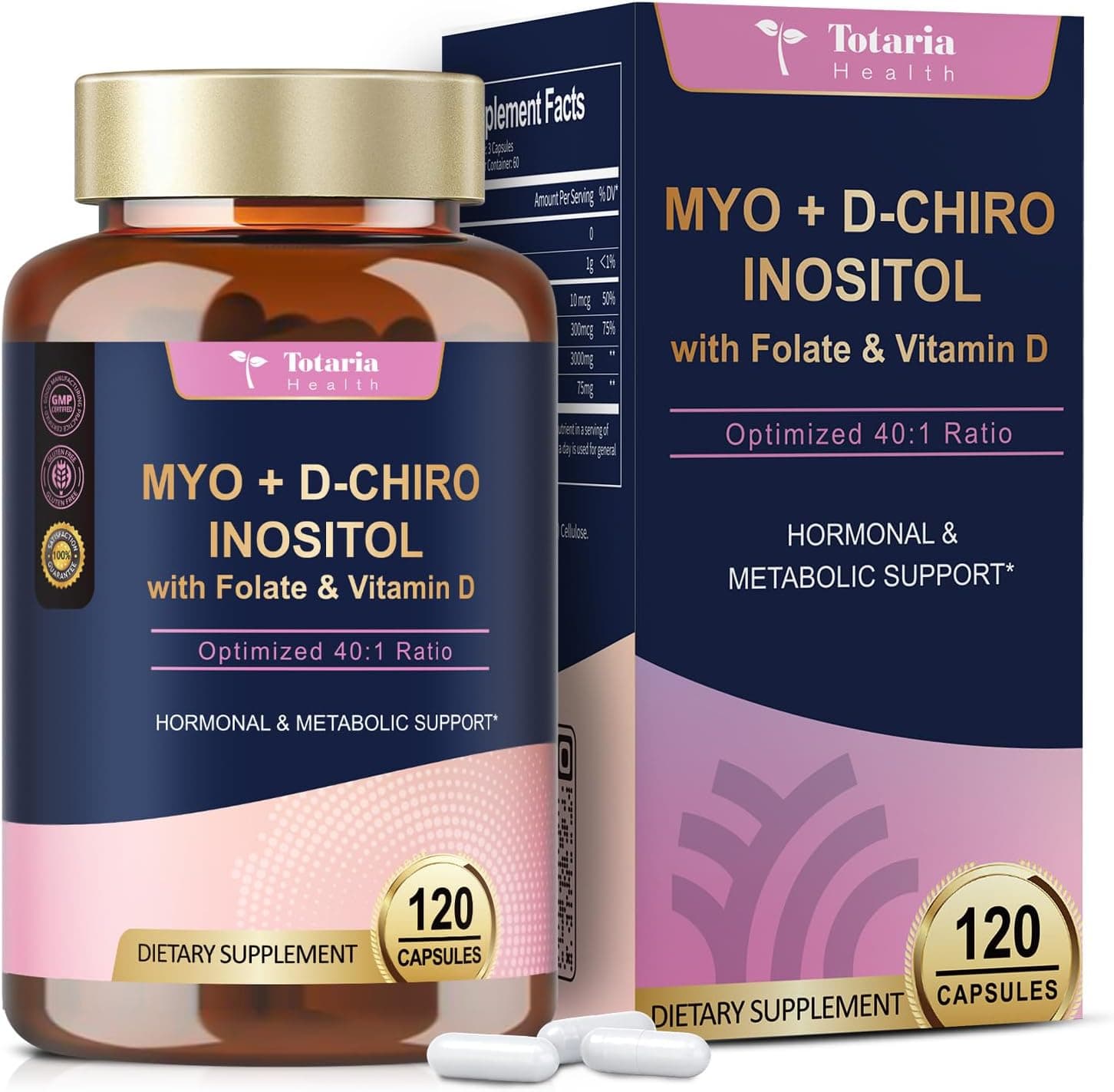 Totaria Myo-Inositol & D-Chiro PCOS Support 40:1, 120 Capsules by Totaria