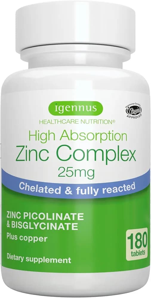 High Absorption Zinc Complex with Copper, 25 mg, 180 Tablets by Igennus