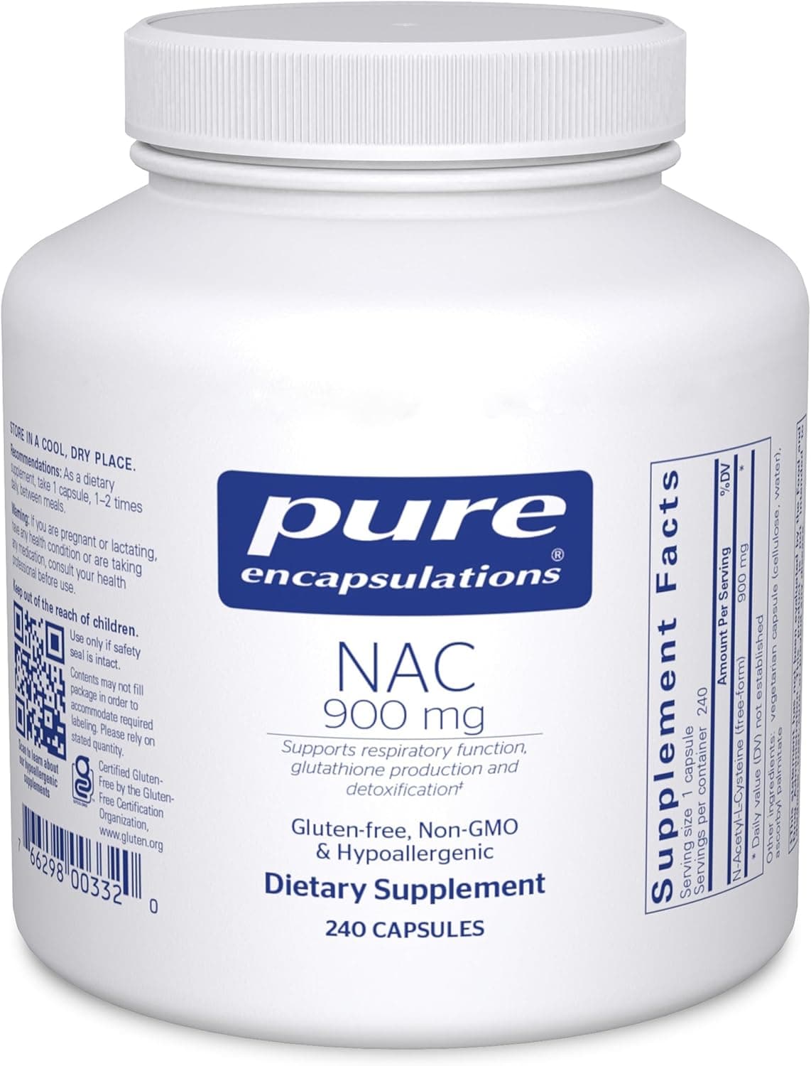 Pure Encapsulations NAC 900 mg – إن أسيتيل سيستايين، 240 كبسولة نباتية