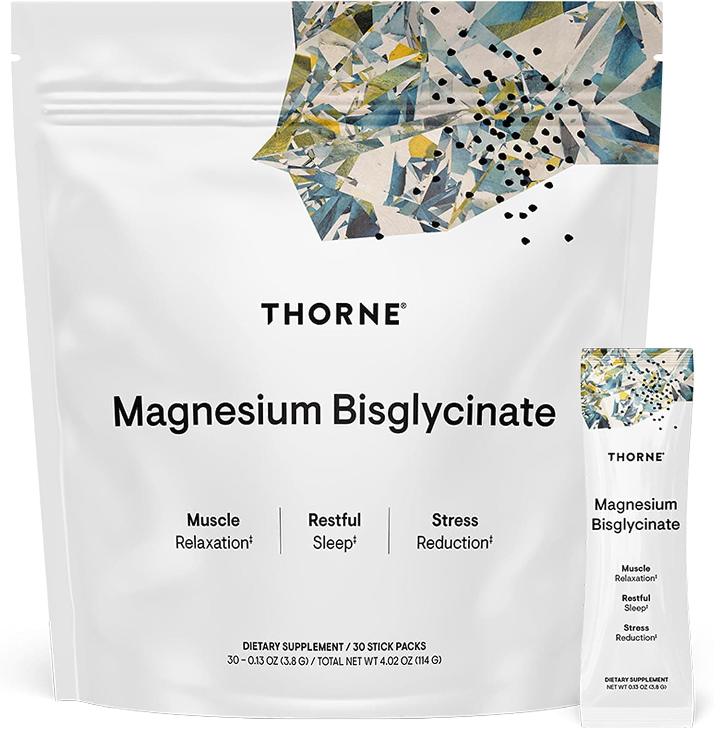 Thorne Magnesium Bisglycinate 200mg – مغنيسيوم بيسجليسينات 30 ظرفًا