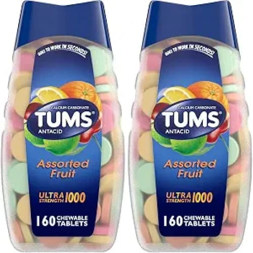 TUMS Ultra Strength 1000mg – أقراص تومز القابلة للمضغ للحموضة بنكهة الفواكه – 160 قرص × 2
