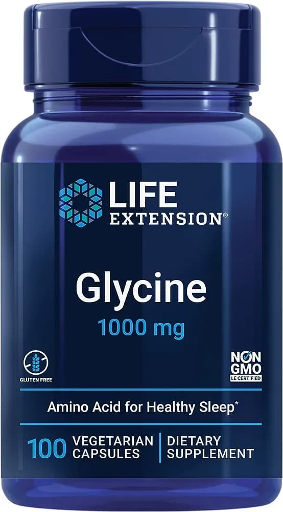 Life Extension Life Extension Glycine 1000 mg – Promotes Relaxation, Healthy Sleep, Glucose + Fructose Metabolism – Gluten-Free, Non-GMO, Vegetarian – 100 Vegetarian Capsules