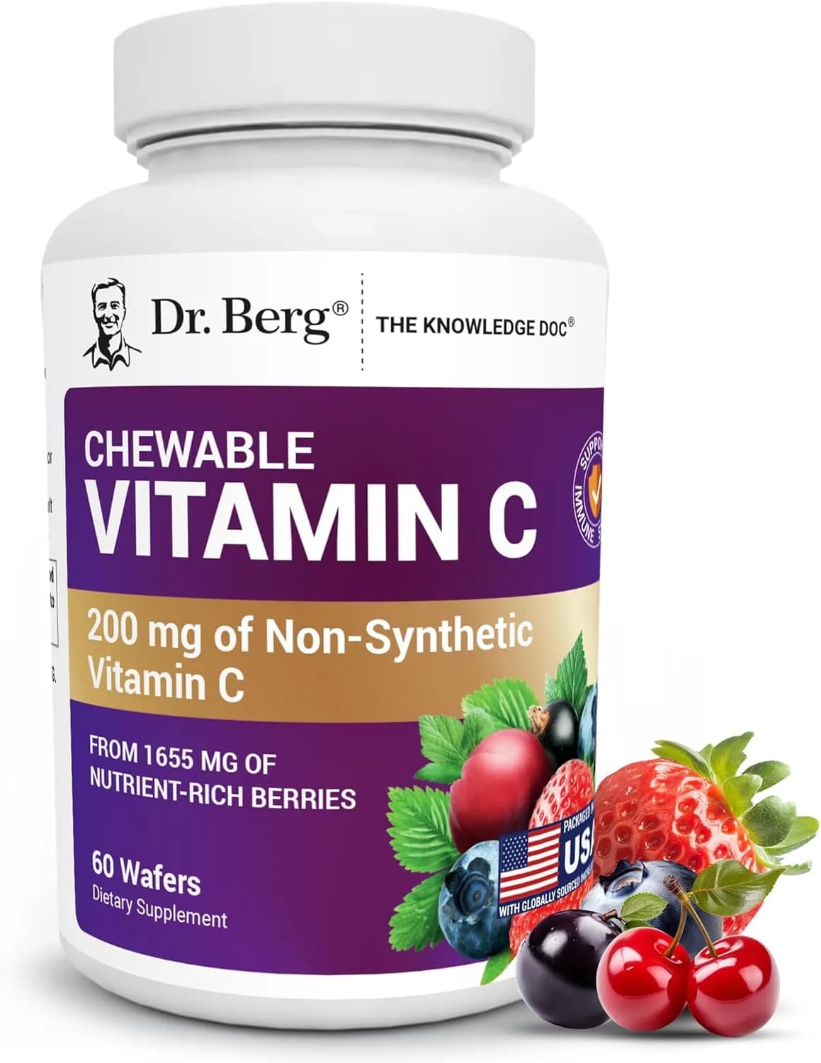 Dr Berg's Chewable Vitamin C Complex Organic Berry Blend, 60 Wafers by Dr Berg's