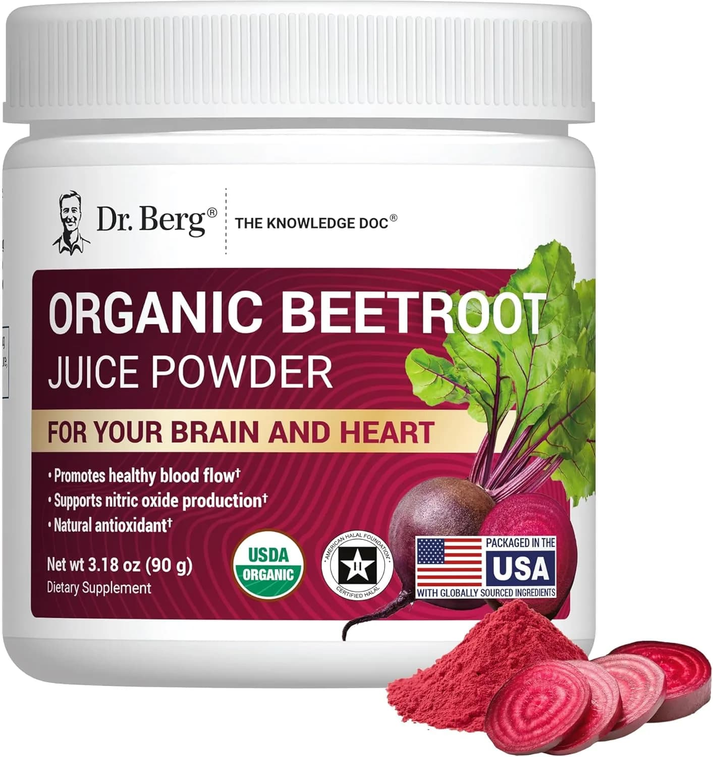 Dr Berg's Raw Organic Beet Root Powder Nitric Oxide, 30 Servings by Dr Berg's