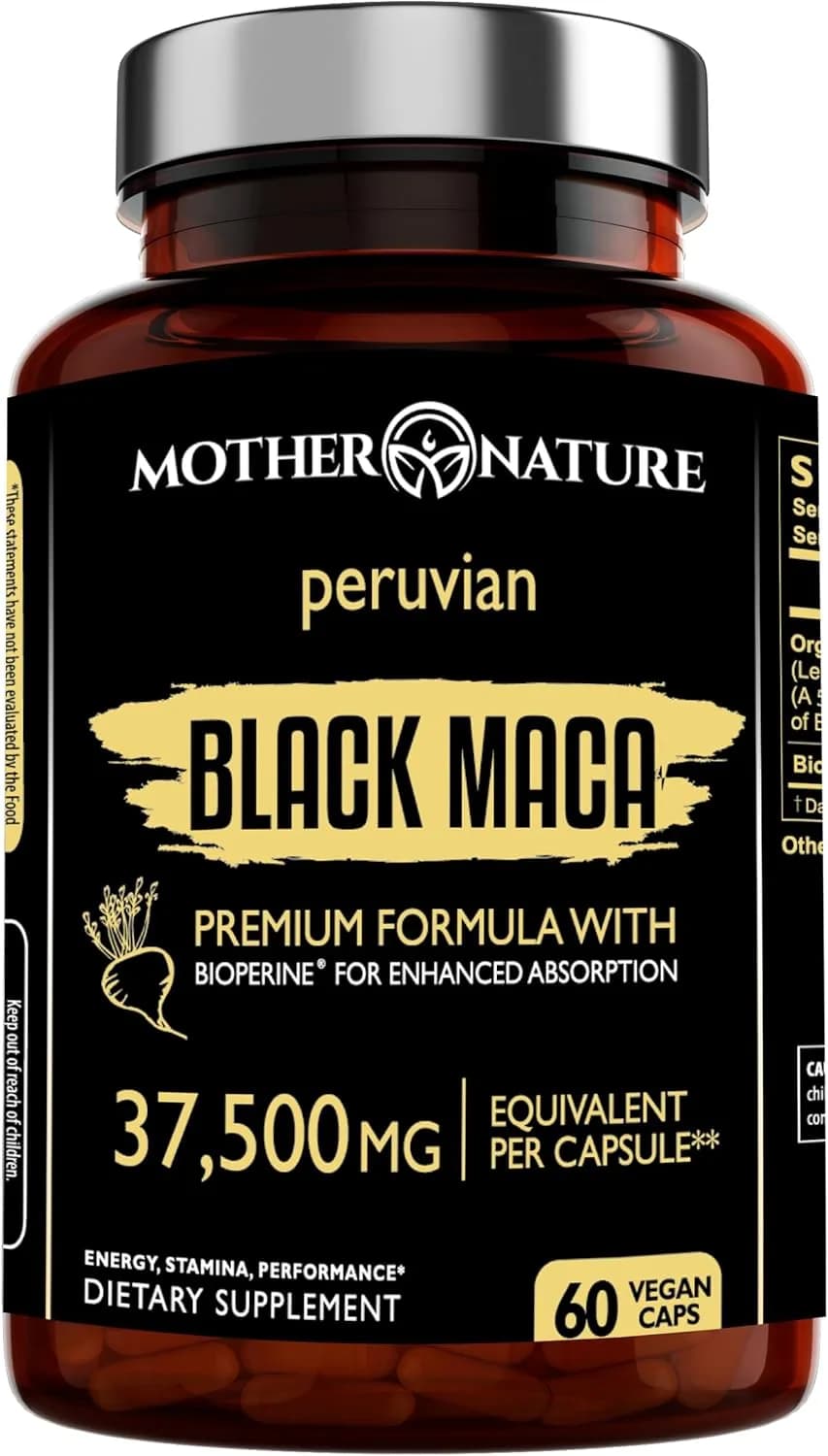 Mother Nature Organic Black Maca Root | 60 Capsules