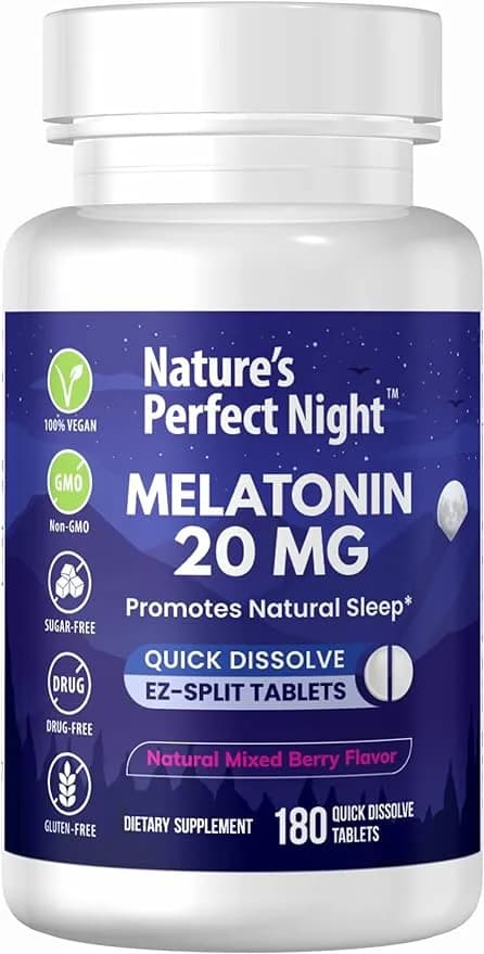 Nature's Perfect Night Nature's Perfect Night Melatonin 20mg 180 Quick Dissolve Tablets