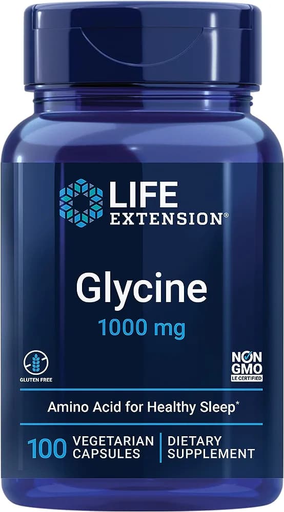 Life Extension Glycine 1000 mg – Promotes Relaxation, Healthy Sleep, Glucose + Fructose Metabolism – Gluten-Free, Non-GMO, Vegetarian – 100 Vegetarian Capsules