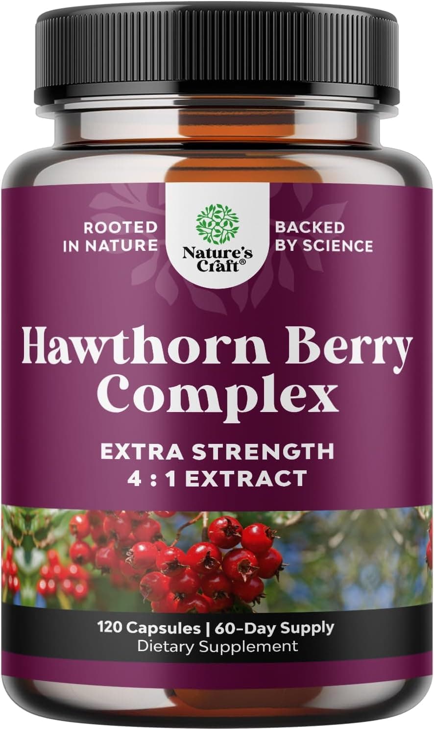 Extra Strength Hawthorn Berry Extract by Natures Craft | 120 Capsules