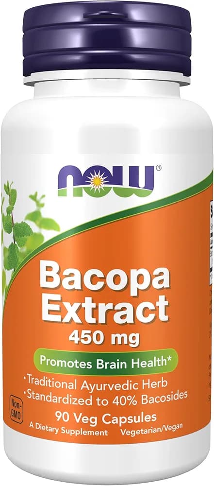 NOW Bacopa Monnieri Supplement | For Brain Health Support | 90 Veg Caps