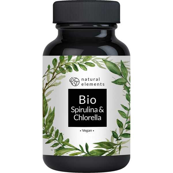 Natural elements Organic Spirulina & Chlorella, 500 Tablets, Certified Organic اسبيريولينا و كلوريلا العضوى ، 500 حباية